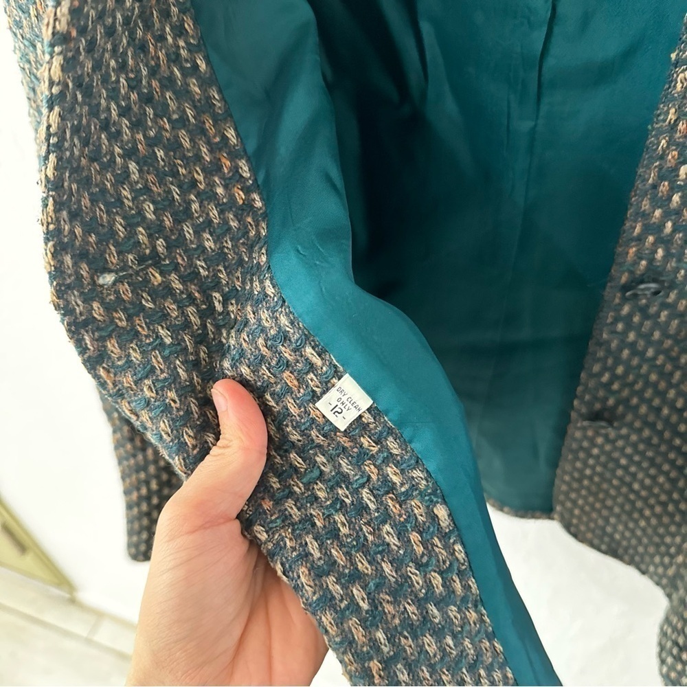 Vintage Chester Weinberg Green Multicolor Woven Stitch Double Breasted Blazer - Picture 7 of 14